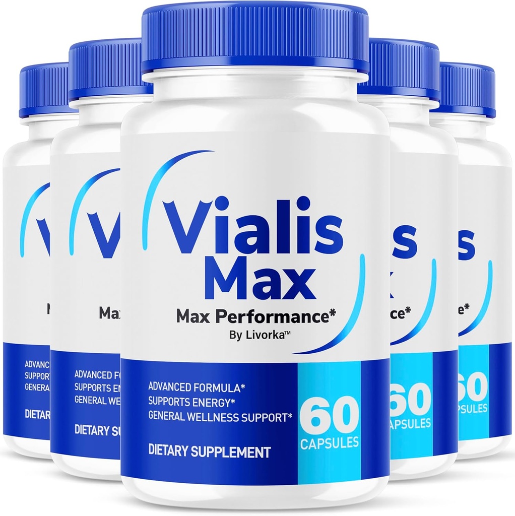 (5 Pack) Vialis Max Pills pour hommes - Formule officielle de soutien masculin Vialis Max Premium pour l'énergie, l'endurance et la performance à action rapide, VialisMax Capsules Advanced Formula, 300 Capsules pendant 5 mois