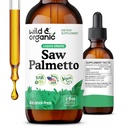 Sciages sauvages et biologiques Extract Palmetto gouttes - Soutien urinaire - Sciage Palmetto pour les hommes et les femmes - Liquid Serenoa Repens Berries Supplément - Vegan, sucre et sans alcool - 2 fl oz