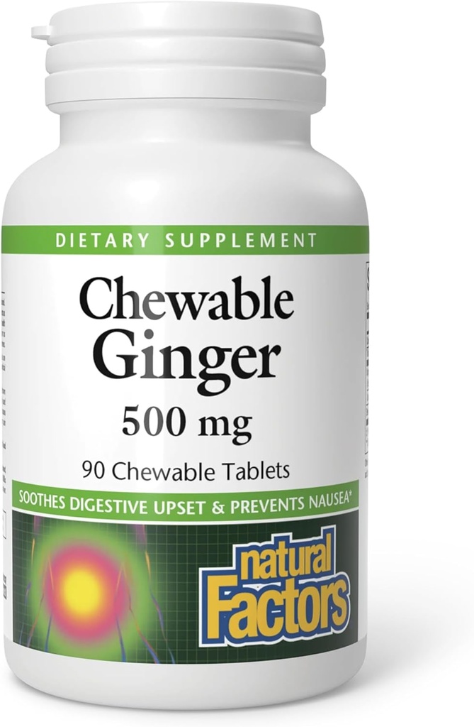 Facteurs naturels Ginger à croquer 500Mg, 90 CT