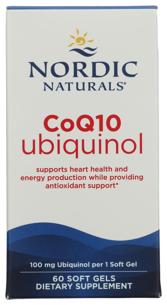 Nordic Naturals Nordic CoQ10 Ubiquinol - 60 Mini Gels Soft - 100 mg Coenzyme Q10 (CoQ10) Ubiquinol - Santé du coeur et du cerveau, Production d'énergie cellulaire, Soutien antioxydant - Non-OGM - 60 portions