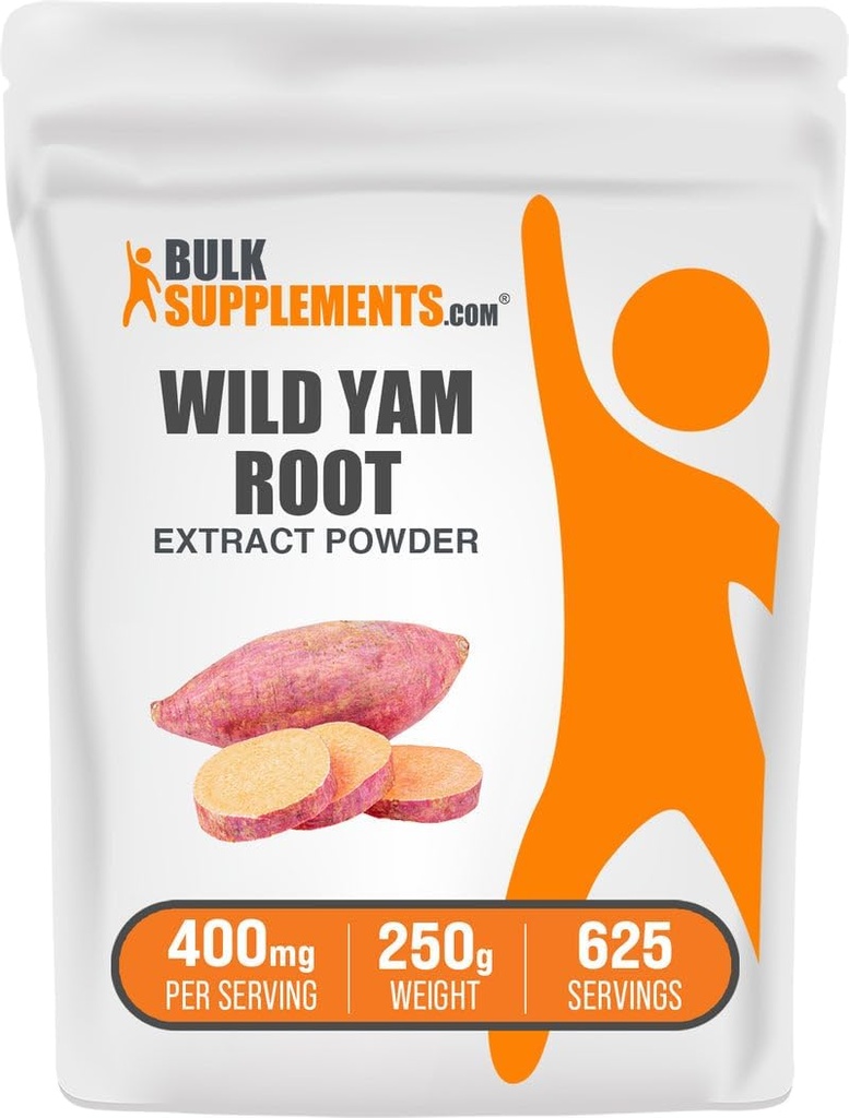 BulkSupplements.com Poudre d'extrait de Yam sauvage - de racine, supplément à base de plantes, supplément de Yam sauvage - sans gluten, 400mg par portion, 250g (8,8 oz) (paquet de 1)