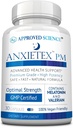 Approved Science Anxietex Night - Ease Worry and Discontent, Sleep Well - Valerian, Passion Flower, Chamomile - 30 Capsules - Vegan Supplement - Made in The USA