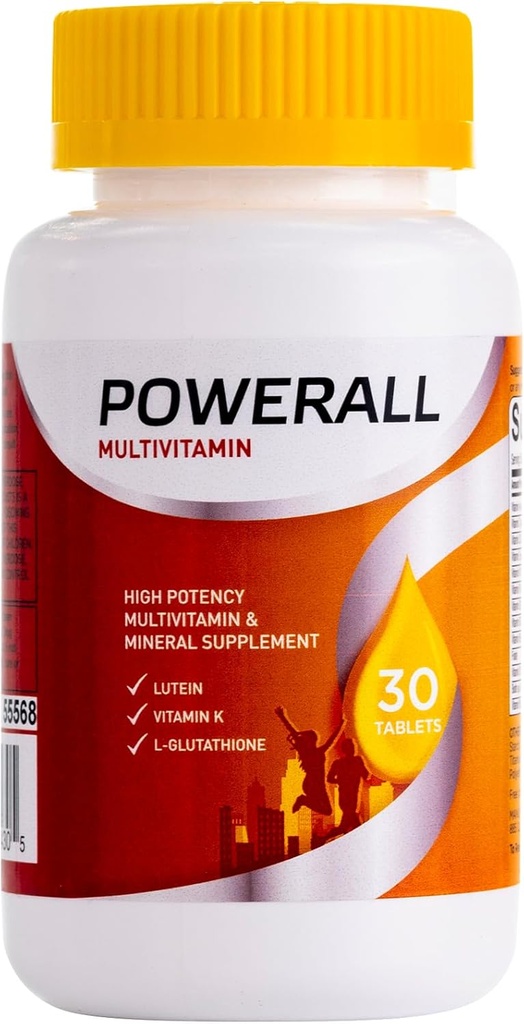 Multivitamines adultes POWERALL pour hommes et femmes, soutien immunitaire, avec vitamines A, C, D3, E, K1 et B, 30 Nombre