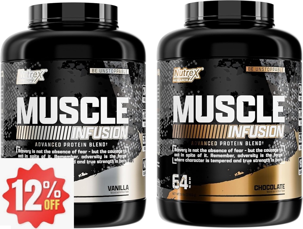 Bundle Whey Protein Powder, Vanilla and Chocolate Muscle Infusion Whey Isolate EAA & Hi BCAA for Muscle Gain - 5 Pounds - Muscle Builder for Men & Women, Sports Nutrition, Delicious Taste & Texture