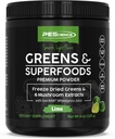 Poudre PEScience Greens Superfood avec Chlorophylle naturelle, Reishi & Turkey Tail Poudres de champignons, Kale séché au gel, Épinards, Sprouts de brocoli, Saveur de Lime, 30 portions