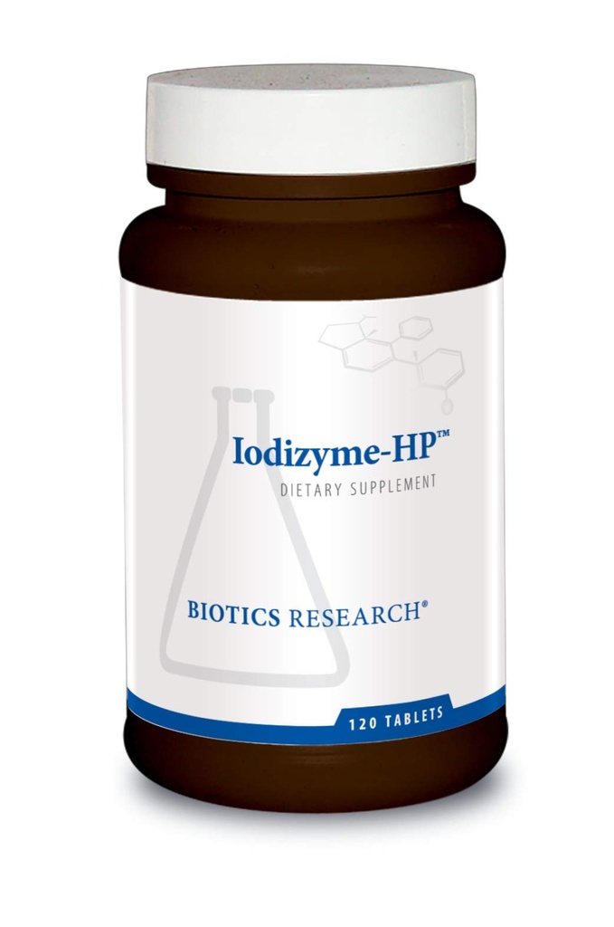 Recherche en biotique Iodizyme HP Iodine, support thyroïde, métabolisme cellulaire, favorise l'énergie, soutient la fonction métabolique, T3, T4, TSH 120 comprimés
