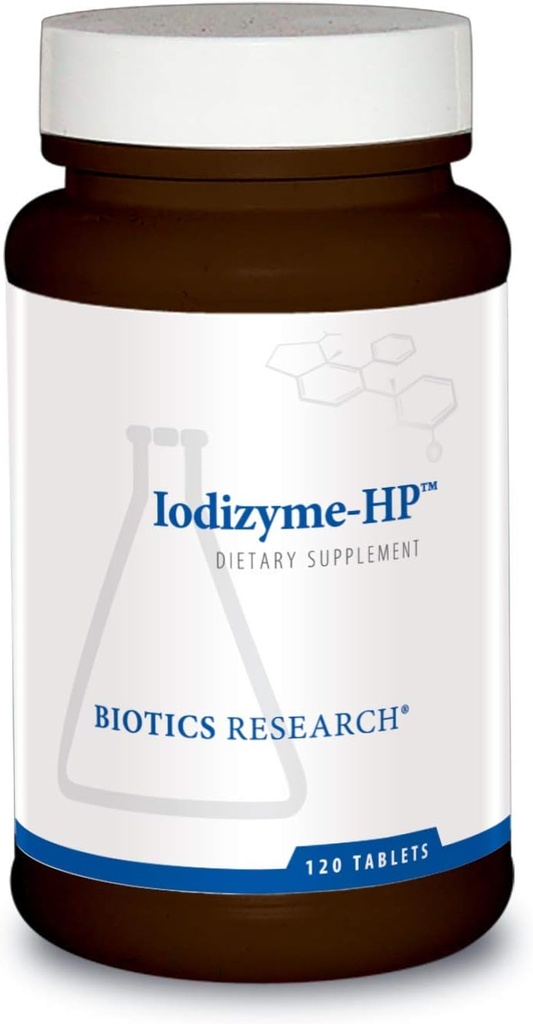Recherche en biotique Iodizyme HP Iodine, support thyroïde, métabolisme cellulaire, favorise l'énergie, soutient la fonction métabolique, T3, T4, TSH 120 comprimés