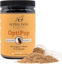 Alpha Dog Nutrition OptiPup All-in-1 Puppy Multivitamin contient 31 superaliments incluant probiotiques et prébiotiques pour le soutien digestif, la santé de la peau et immunitaire, et la croissance optimale (60 portions)