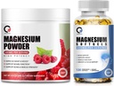 Magnésium Glycinat 400mg Softgels & 680mg Magnésium Glycinat complexe poudre pour calme, nuit et soutien musculaire - végétalien, non OGM