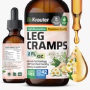 BIO KRAUTER Crampes de jambe Teinture avec Quinine - Extraits liquides de gingembre et de camomille pour les crampes de jambe - Sans alcool naturel et sans sucre - gouttes végétaliennes 2 Fl.Oz.