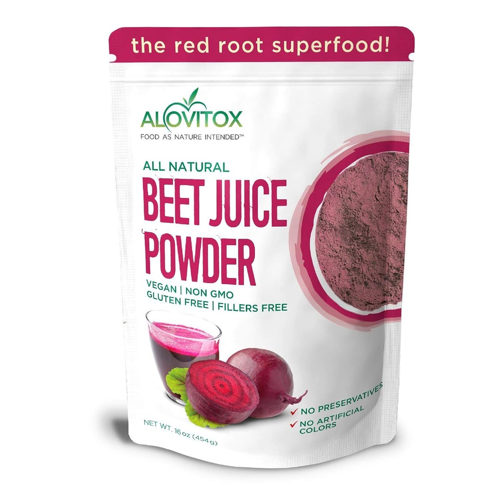Alovitox poudre de jus de betterave biologique 16 oz.100% Pure, frais et USDA poudre d'extrait de jus de betterave.