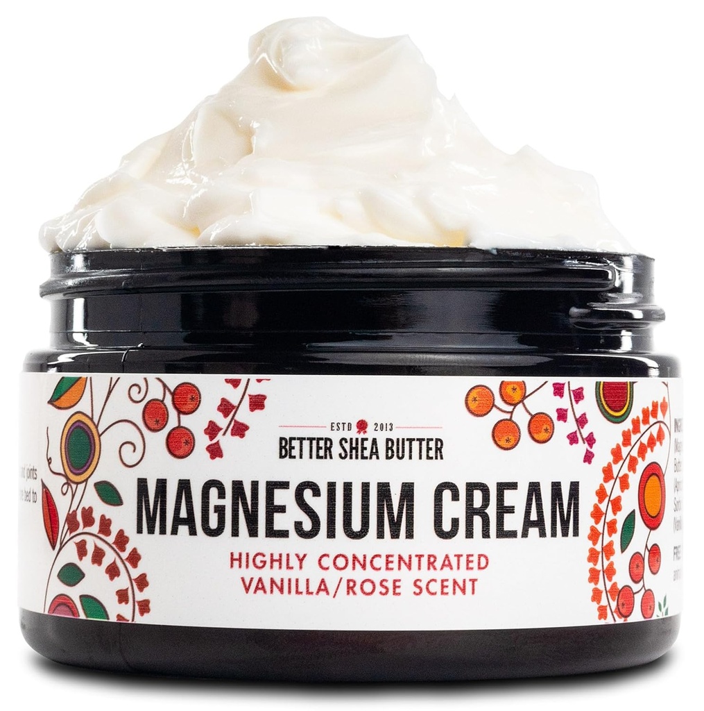 Better Shea Butter Magnesium Lotion for Women | Vanilla Rose | For Pregnancy, Kids & Babies | Relieves Muscle Tension & Leg Cramps | Organic & Natural Ingredients