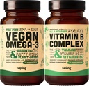 Végétaux Oméga 3 et Vitamine B complexe - Acide gras à base végétale DHA et EPA, Vitamines B essentielles avec mélange alimentaire entier, B1, B2, B3, B5, B6, B7, Folate