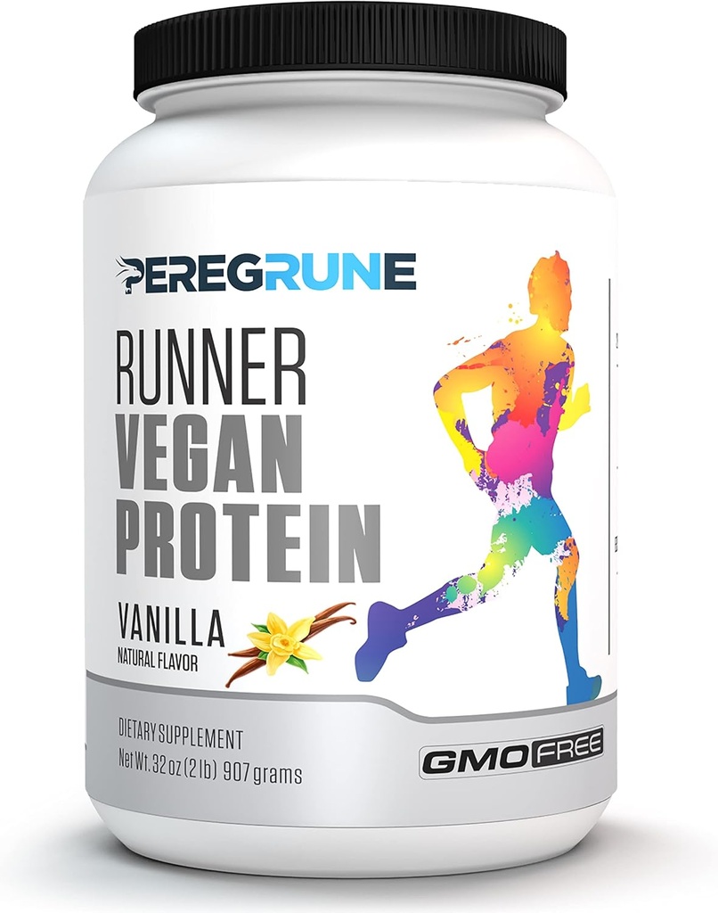 Protéines de runner (Vanilla) – Poudre végétale de protéines pour boissons et shakes – Protéines 21g avec 9 acides aminés essentiels - entraînement post-running – Supplément de course certifié GMP - 30 portions
