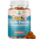 Gummies de focus pour enfants - Supplément de soutien au cerveau nootropiques pour les enfants avec extrait de thé vert, B6 et B12 Vitamines pour la mémoire et le cerveau focus - Concentration d'herbes Chews pour les enfants - 90 comtes