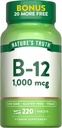 La vérité de la nature Comprimés de vitamine B12 $ 1000 mcg $ 220 Comte $ Vegan, sans OGM et supplément sans gluten