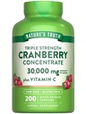 Nature's Truth Cranberry Concentrate Pills (en anglais seulement) Plus Vitamine C. 30 000 mg 200 Capsules à libération rapide (en anglais seulement) Supplément sans OGM et sans gluten