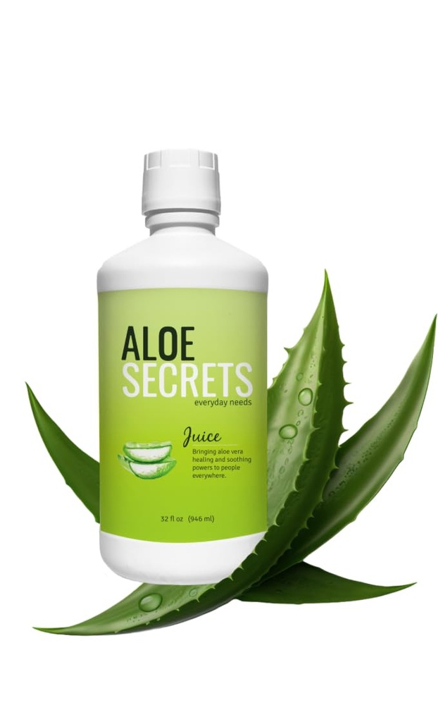 ALOE SECRETS Aloe Vera Juice - Revitaliser votre bien-être - Non aromatisé, 32 oz - Améliorer la digestion, peau nourissante, hydrate - Bonus: Livre électronique inclus