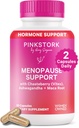 Pink Stork Ménopause Support pour les femmes - Flash chaud, l'humeur, le sommeil, le poids, le cortisol et l'équilibre hormonal - Vegan, Estrogen-Free Periménopause Relief - Ashwagandha, Maca - 60 Capsules