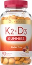 Carlyle Vitamine D3 K2 Gummées : 90 Nombre : 5 000 UI de D3 + 100 mcg MK7 : Supplément végétarien, non OGM et vitamine sans gluten