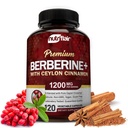 NutriFlair Premium Berberine HCL 1200mg, 120 Capsules - Plus Pure True Ceylan Cinnamon, Berberine HCI Root Suppléments Pills - Système immunitaire - donne un HCl optimal 8%