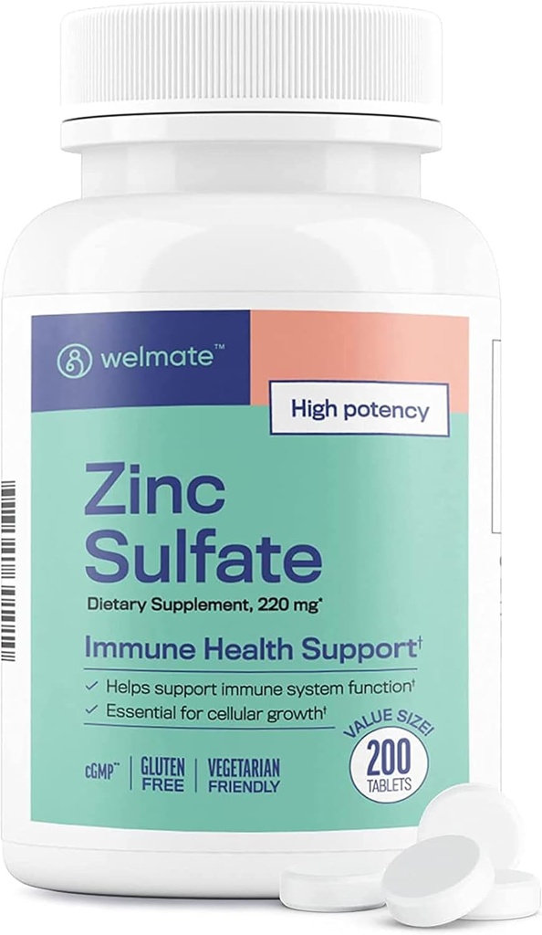 WELMATE Sulfate de zinc 220mg de supplément alimentaire