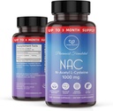 Supplément de NAC N-acétyl Cysteine 1000 mg, acide amino, antioxydant naturel, soutien du foie, poumon, système immunitaire, fertilité