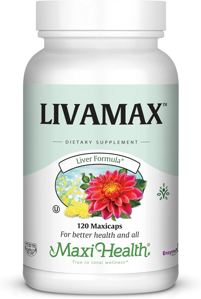 Maxi Health Livamax - Formule hépatique - avec le chardon et la racine de dandelion - 120 Capsules - Kosher