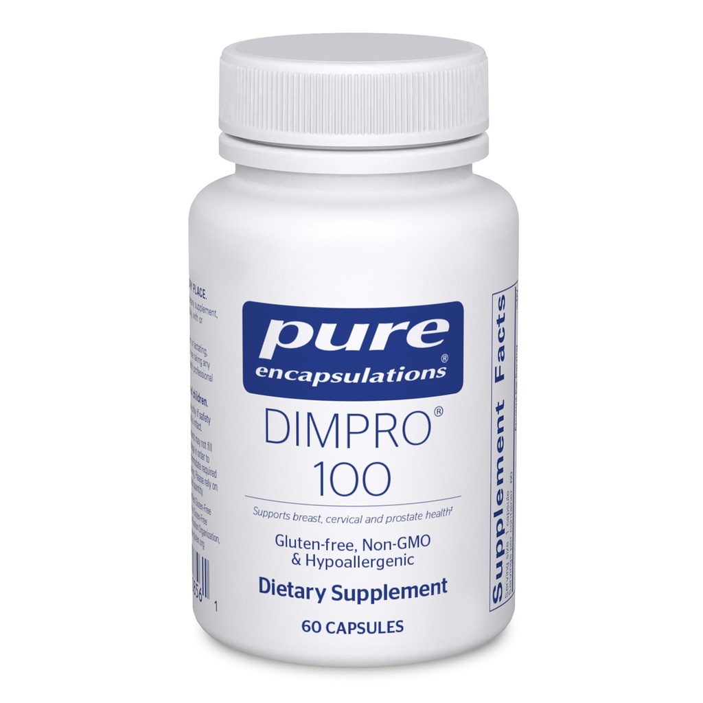 Encapsulations pures DIMPRO 100 - Supplément diindolylméthane - pour la santé mammaire, cervicale et prostatique - Sans gluten et végétalien - 60 capsules