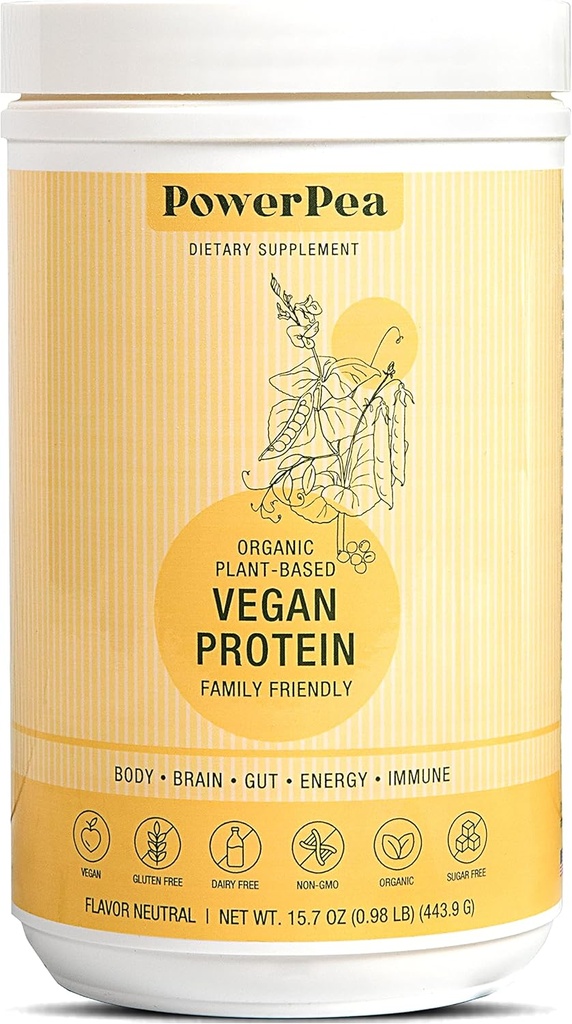 Protéines végétales à base végétale non aromatisées- USDA biologique avec vitamines, fibre, Oméga 3, curcuma, nutrition pour enfants, non-OGM, sans produits laitiers, sans allergène, sans sucre et sans gluten