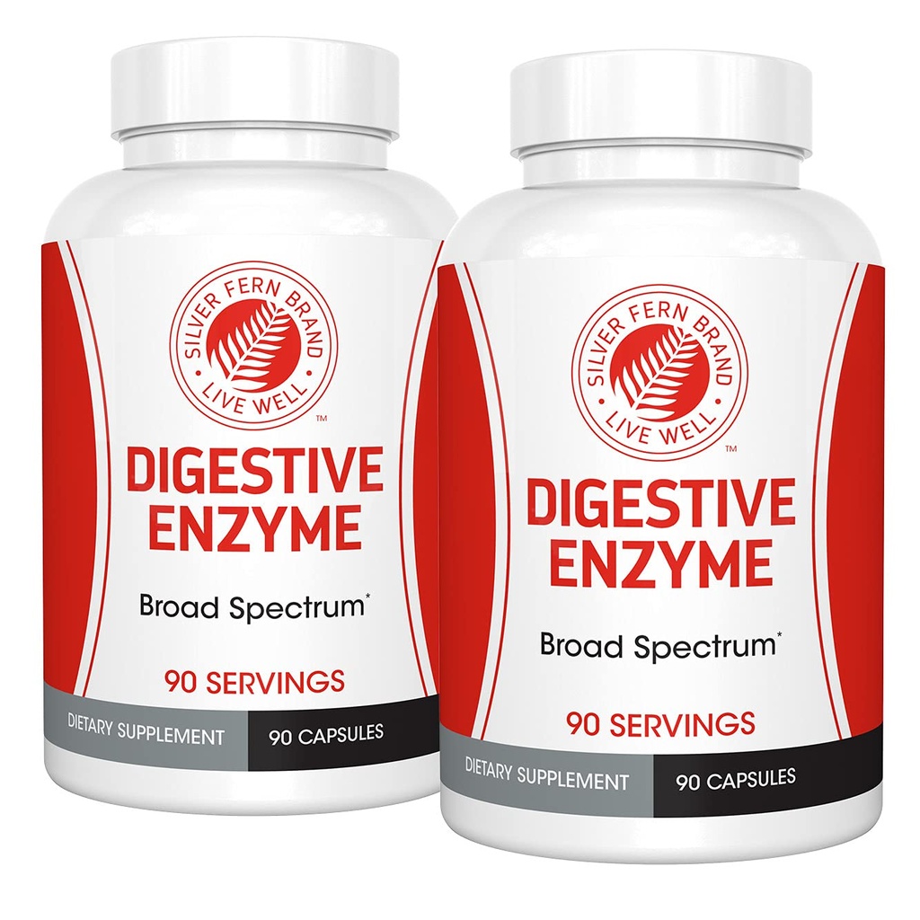 Silver Fern Brand Ultimate High Potency Supplément enzymatique digestif - 2 bouteilles - 100% couverture intestinale - Confort digestif - Améliorer la tolérance alimentaire