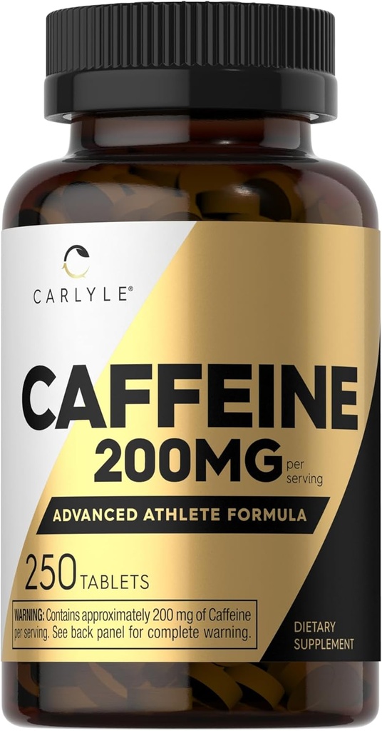 Carlyle Caffeine Pills 200mg | 250 Tablets | Advanced Athlete Formula | Vegetarian, Non-GMO & Gluten Free Supplement