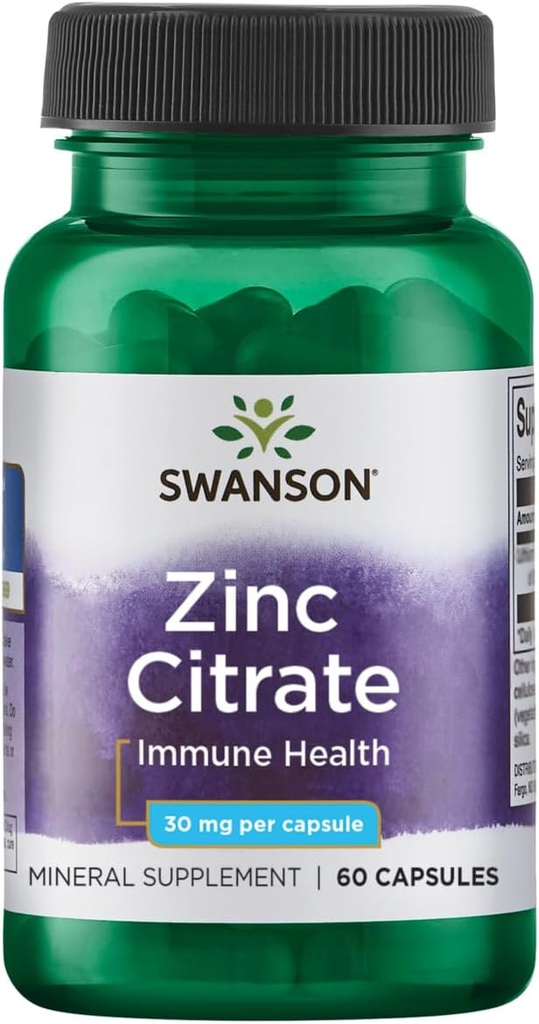 Swanson Zinc (Citrate) 30 Milligrammes 60 Capsules
