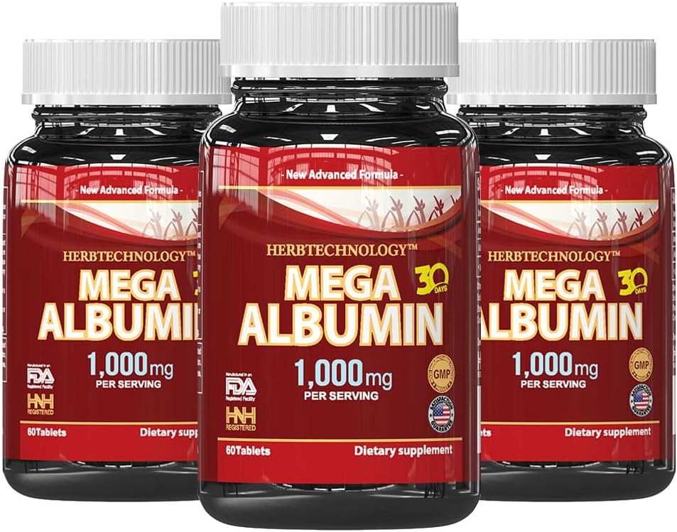 Dr K&C HNHusa Mega Albumin Protéine 1000mg 180 Comprimés Rein santé Fonction hépatique Bien-être Général Soutien de la santé Supplément Équilibre de vie énergétique 60tabs 3pk