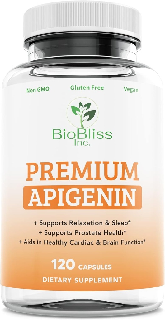 Supplément Apigenin – 50mg 120 capsules, 4 mois d'approvisionnement-Potent Bioflavonoïde et Antioxydant.*Aide au sommeil pour la relaxation, la santé de la prostate et plus* Non-OGM -Gluten Free- Vegan