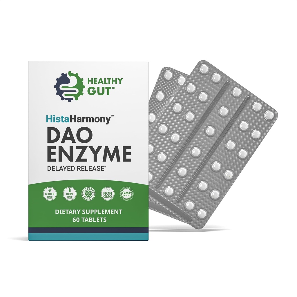 Healthy Gut HistaHarmony (en anglais seulement) Libération différée Supplément enzymatique DAO (en anglais seulement) 30 000 HDU Diamine Oxidase Histamine Blocker (en anglais seulement) 60 portions
