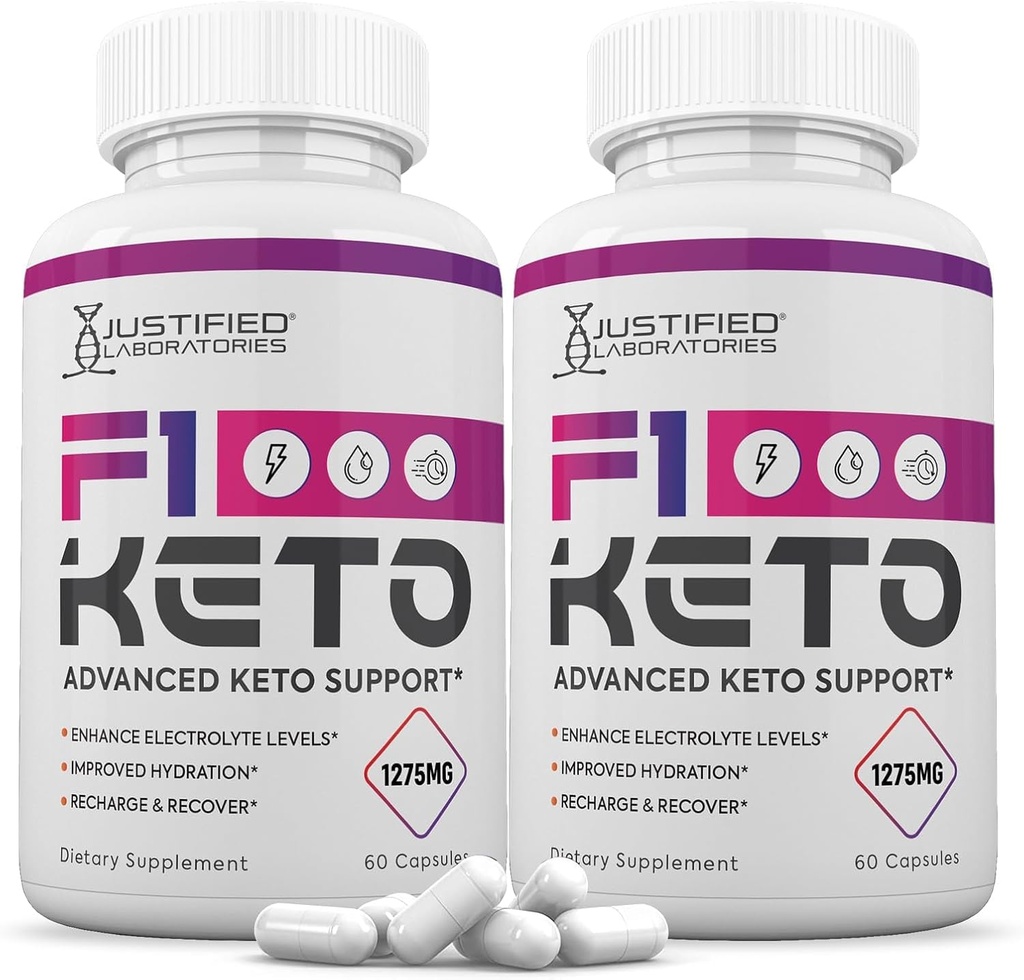 Laboratoires justifiés (2 Pack F1 Keto Pills 1275MG nouvelle et améliorée formule contient vinaigre de cidre d'Apple extra vierge huile d'olive en poudre Green Tea Leaf 120 Capsules