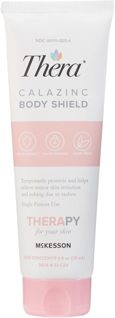 Le Bouclier du corps de McKesson Thera Calazinc, Calamine à la crème de zinc - onguent de barrière de peau pour l'eczéma, le psoriasis, la couche Rash - 4 oz. Tube, 1 comte