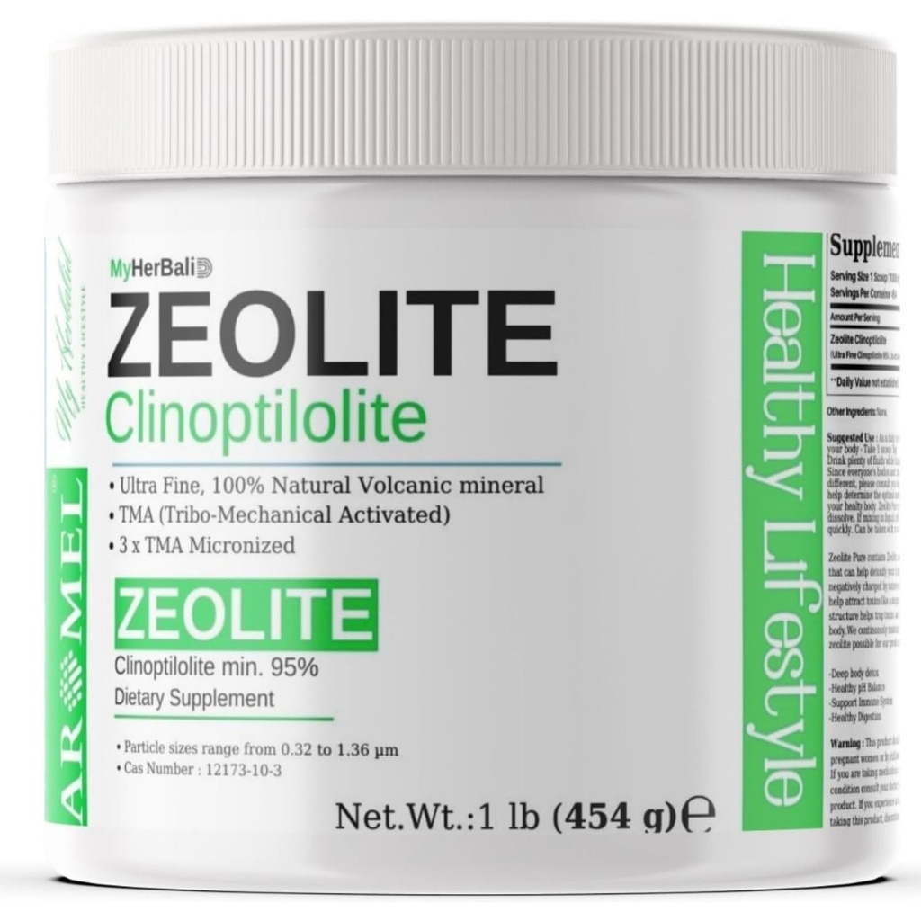 Poudre de zéolite de 1 livre - 454 g de solution Ultra FINE Moins de 1 μm de solution Clinoptilolite de 95 % de solution 3X activée en toute sécurité, douceur et efficacité de l'énergie