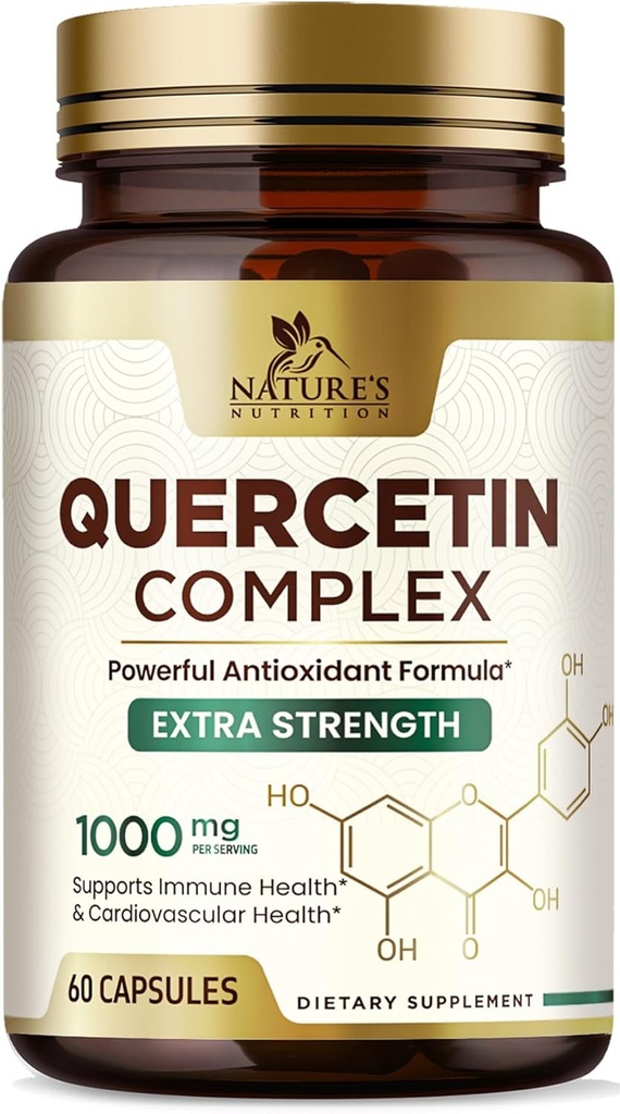 Supplément Quercetin 1000mg - Support naturel, basé sur la plante pour les modifications immunitaires, cellulaires, respiratoires et saisonnières - Extra-résistance Quercetin Dihydrate de Sophora Japonica - 60 Capsules de Veggie