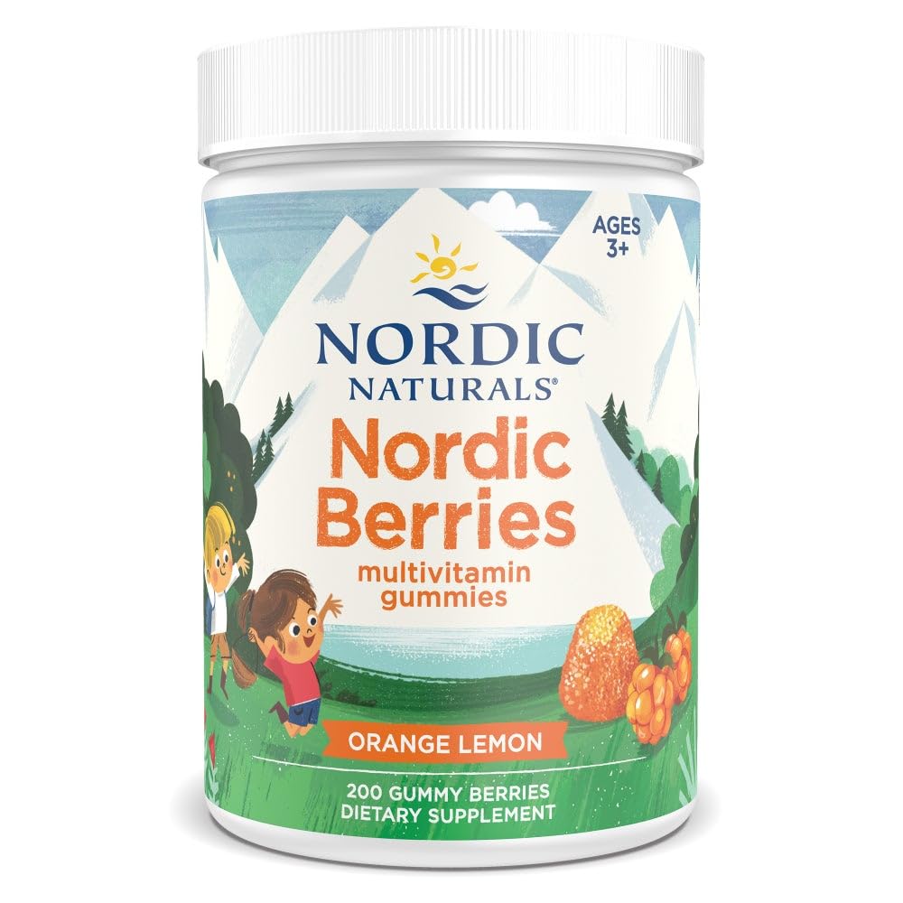 Nordic Naturals Berries Nordic, Citrus - 200 baies de gummy - Multivitamine de grande dégustation pour les âges 3+ - Croissance, développement, bien-être optimal - Non-OGM, Végétarien - 50 portions
