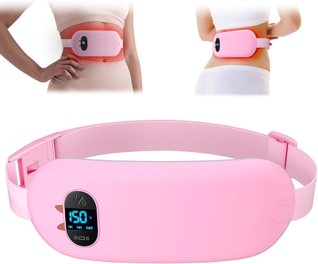 FSA HSA Admissible Portable Heating Pad for Cramps, Upgrade Cordless Electric Period Fast Heating Pad for Back Pain Relief Menstrual Belt 6 Heat 6 Modes de Massage Cadeaux pour Femmes Filles Sa petite amie Rose