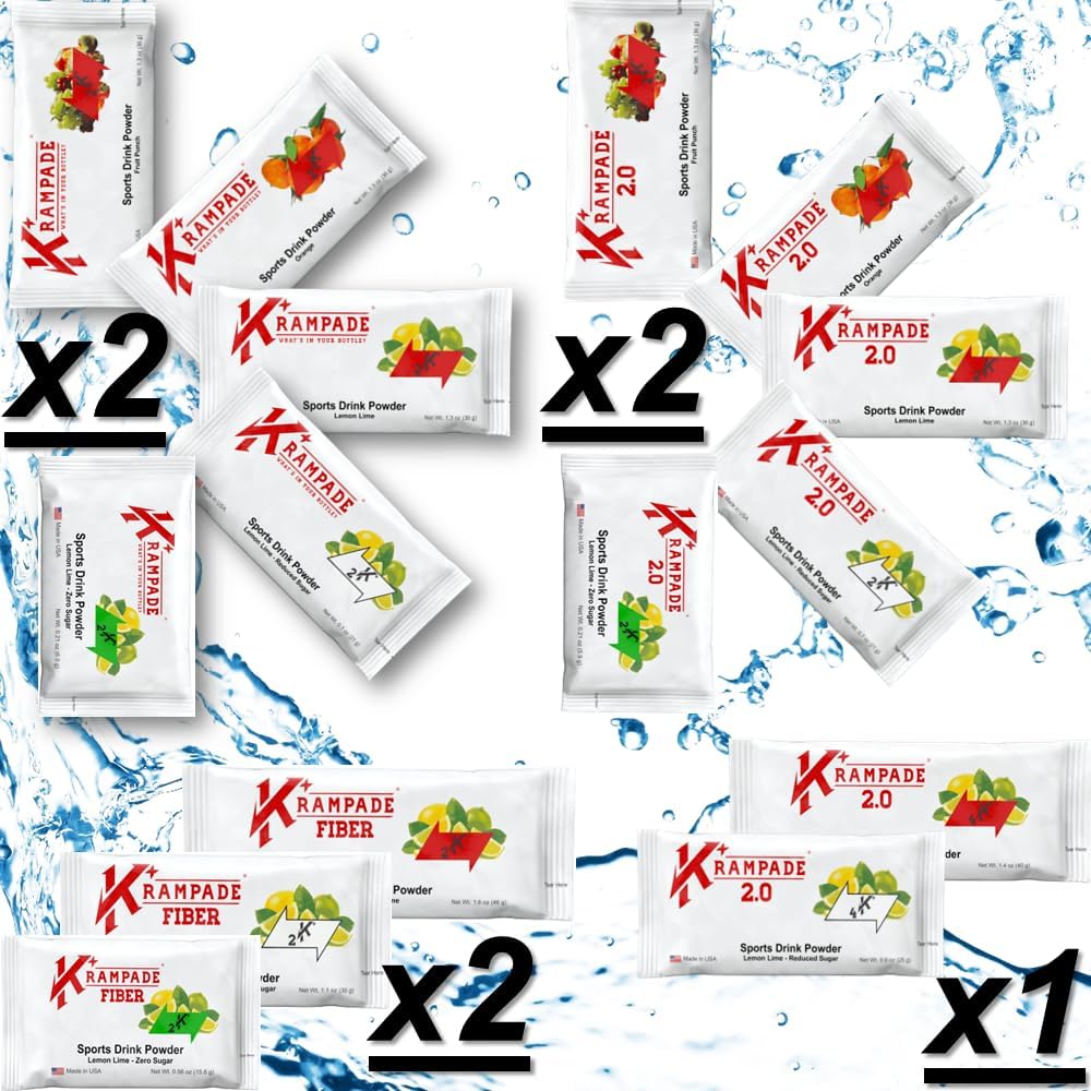 Krampade Electrolytes Powder Potassium Supplement - 2000 mg K+, >2X More Than Coconut Water | Cramp Relief and Prevention | Hydration Powder Packets