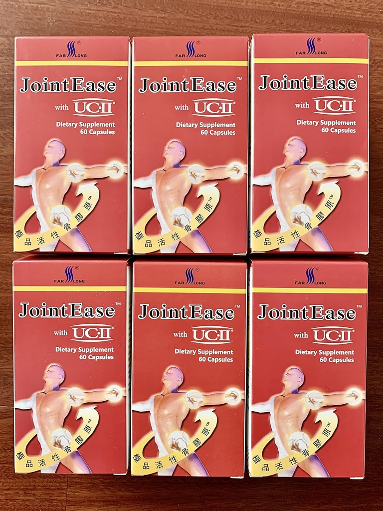 FAR LONG JointEase Collagène de type II non dénaturé, chlorhydrate de glucosamine, sulfate de chondroïtine, complément alimentaire 6