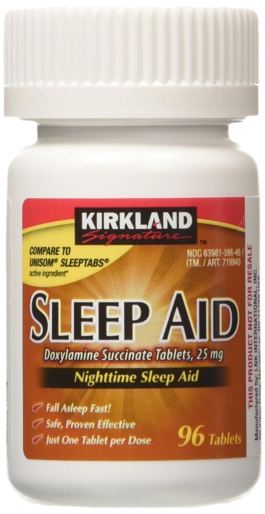 Kirkland Signature aide au sommeil Doxylamine Succinate 25 Mg, 96-Count (1 bouteille) aide au sommeil de nuit