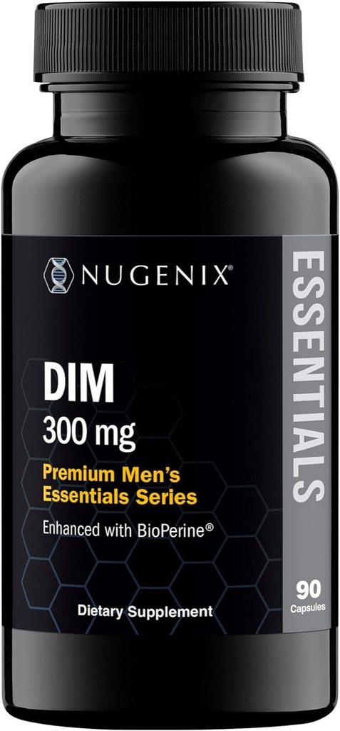 Nugenix Essentials Supplément DIM 305 mg Diindolylméthane & BioPerine pour équilibre hormonal, 90 Capsules