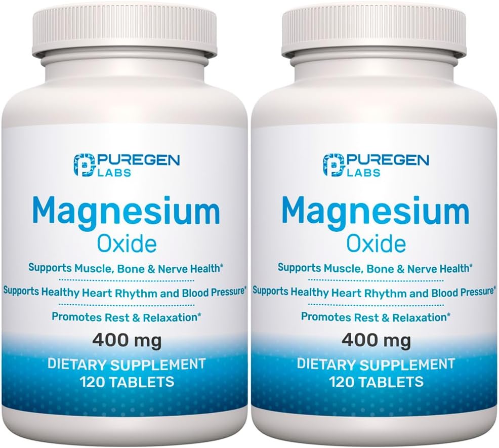 Magnesium Oxide 400mg [High Potency] Supplement | 2 Pack - Total 240 Tablets