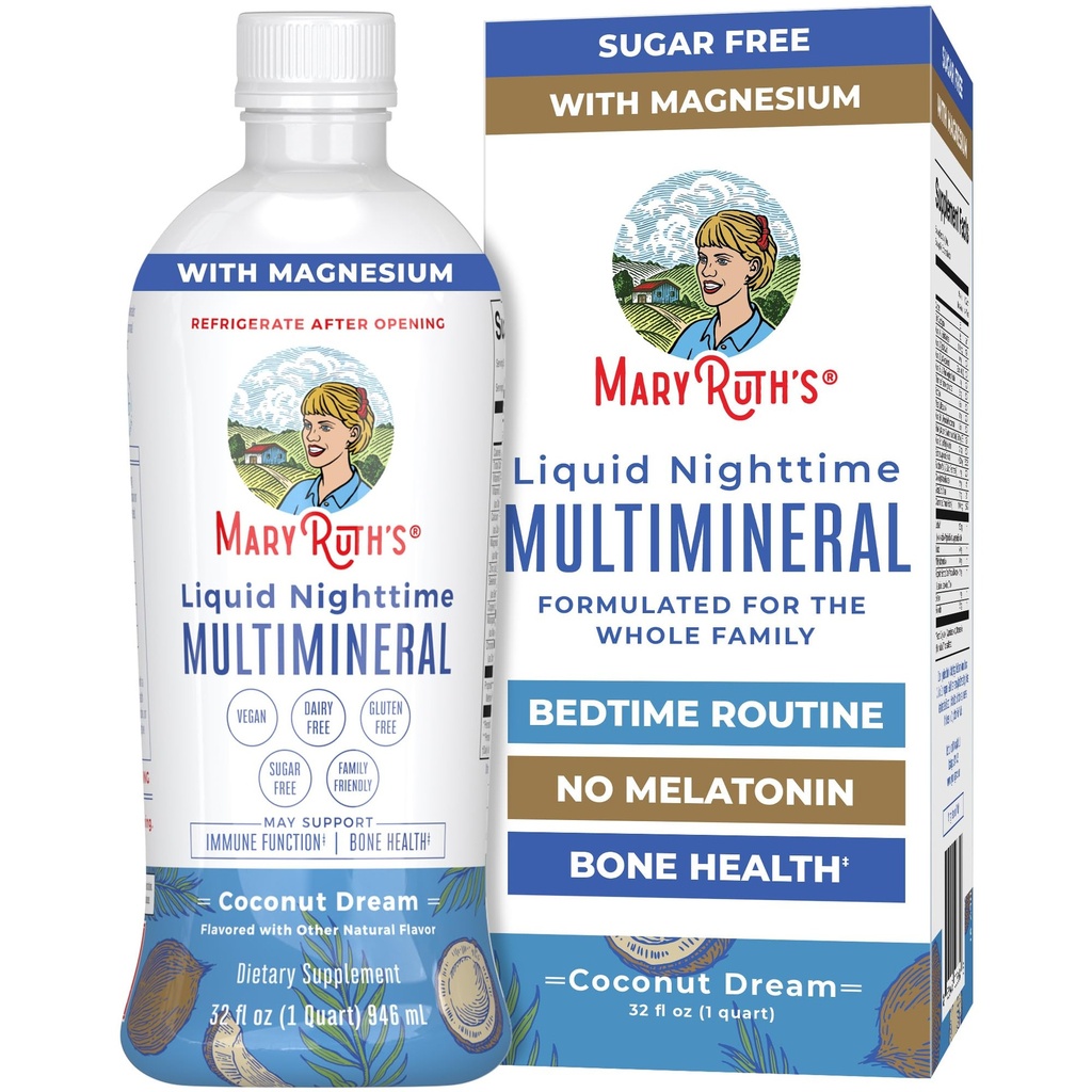 MaryRuth Organics Liquid Nighttime Multiminéral , Non Melatonine , Non , Non , Non , Non , Non , Non , Non , Non , Sans sucre , Sans gluten 32 Oz