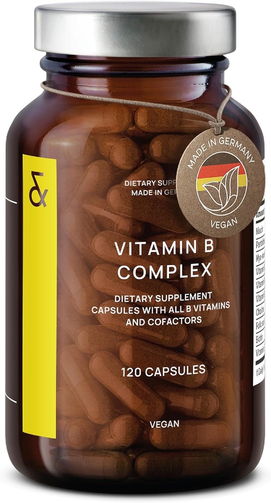 CLAV Complexe Vitamine B - 120 Capsules - Les 8 B Vitamines avec Co-Facteurs Myo-Inositol et Choline - Soutient le métabolisme énergétique - Vegan - Fabriqué en Allemagne