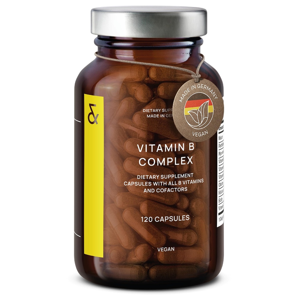 Complexe Vitamine B CLAV - 120 Capsules - Les 8 B Vitamines avec Co-Facteurs Myo-Inositol et Choline - Soutient le métabolisme énergétique - Vegan - Fabriqué en Allemagne
